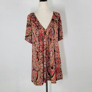 NIEVES LAVI paisley print tunic blouse Sz S NEW